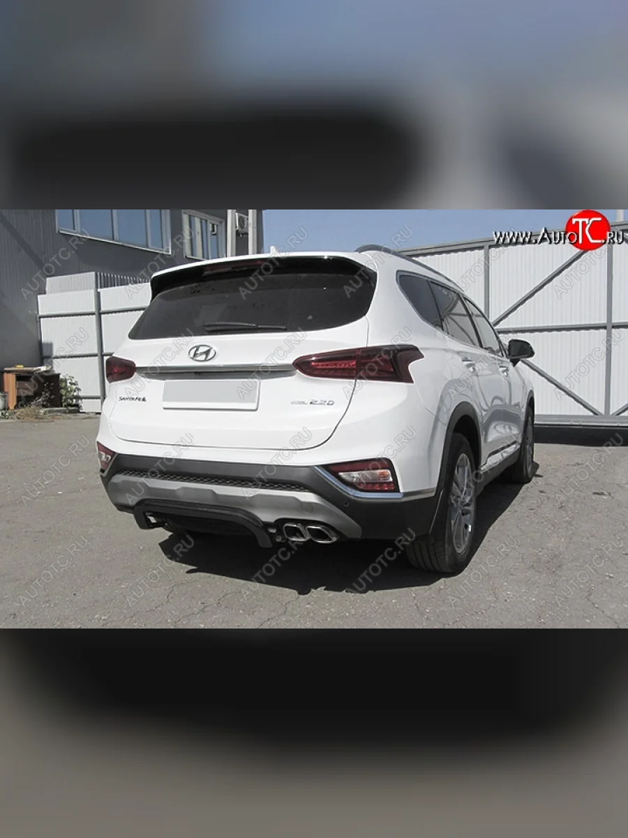 Защита заднего бампера Slitkoff (скоба, d57 мм)  Hyundai Santa Fe (2018-2021) TM (Сталь с полимерным покрытием. Цвет: чёрный)  в Самаре Самарской области