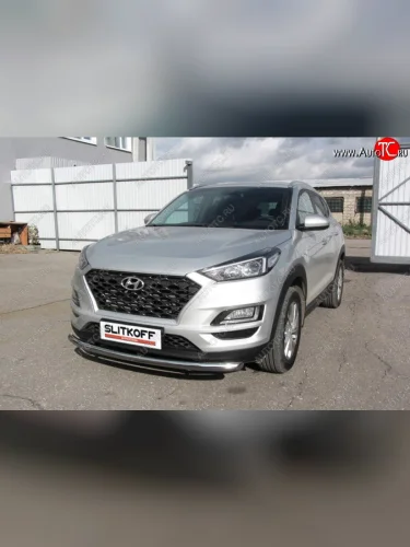 Защита переднего бампера Turbo Slitkoff (d57 мм) (Нержавейка) Hyundai Tucson  TL (2018-2021) рестайлинг