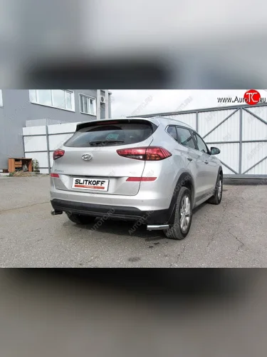 Защита заднего бампера Slitkoff (уголки, d57) (Нержавейка) Hyundai Tucson  TL (2018-2021) рестайлинг