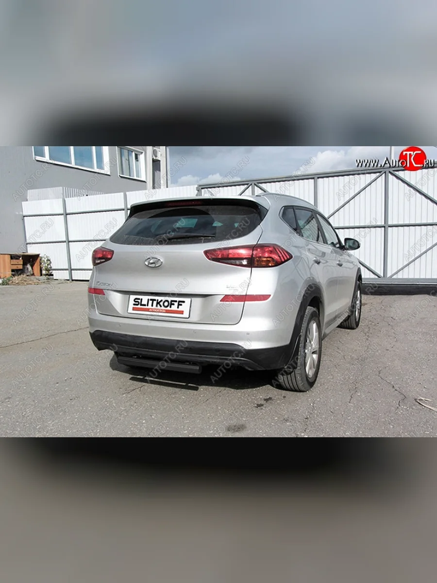 Защита заднего бампера Slitkoff (d57 мм) Hyundai Tucson TL рестайлинг (2018-2021) (Сталь с полимерным покрытием. Цвет: чёрный )  В Кинешме Ивановской области
