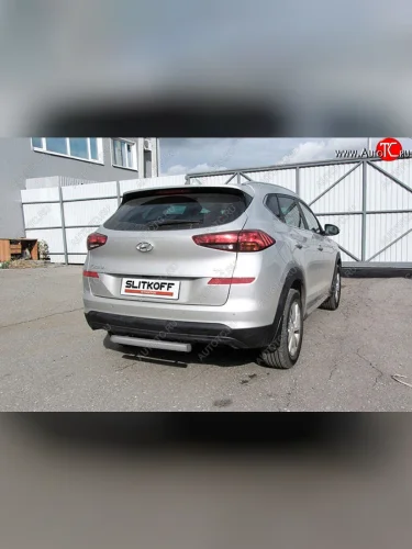 Защита заднего бампера Slitkoff (d57 мм) (Сталь с полимерным покрытием. Цвет: серебристый) Hyundai Tucson  TL (2018-2021) рестайлинг