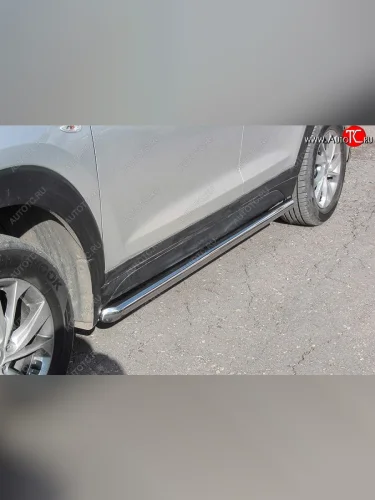 Защита порогов Slitkoff (d57 мм) (Нержавейка) Hyundai Tucson  TL (2018-2021) рестайлинг