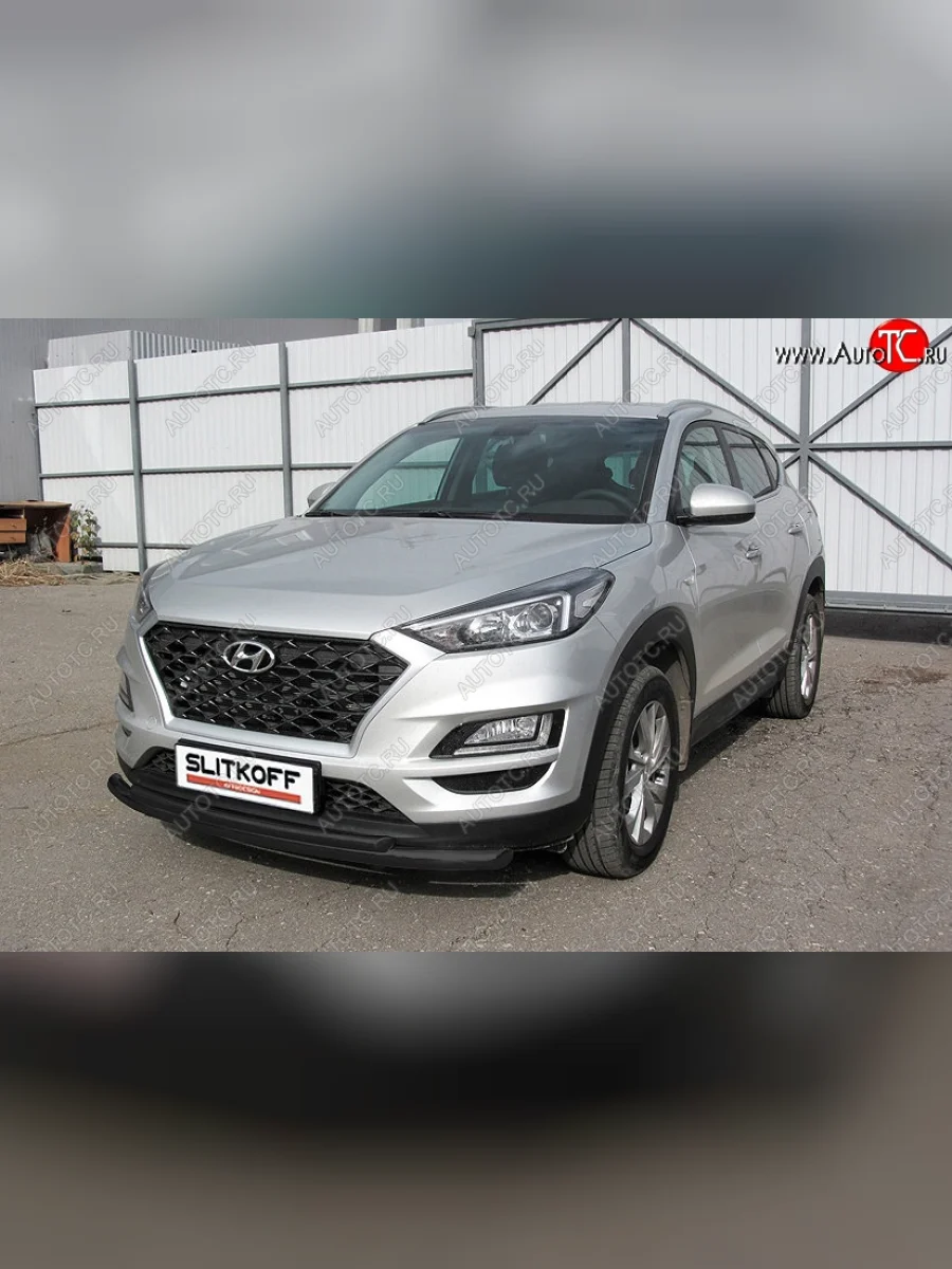 Защита переднего бампера Slitkoff (двойная, d57/42) Hyundai Tucson TL рестайлинг (2018-2021) (Сталь с полимерным покрытием. Цвет: чёрный)  в Самаре Самарской области