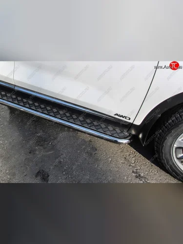 Защита порогов Slitkoff (с листом, d57 мм) (Нержавейка) KIA Sorento  UM/Prime (2018-2020) рестайлинг