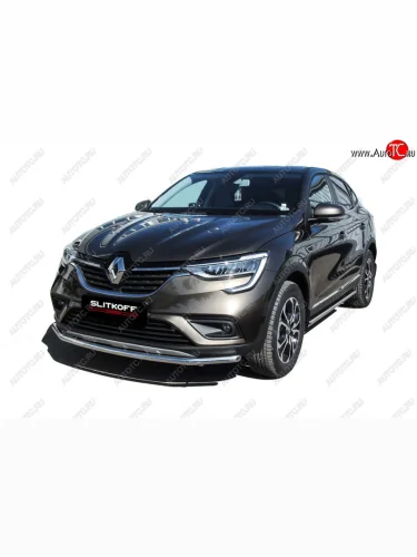 Защита переднего бампера Slitkoff (d42 мм) (Нержавейка) Renault Arkana (2019-2025)