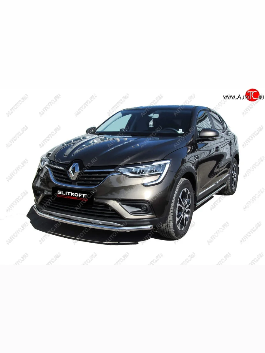 Защита переднего бампера Slitkoff (d42 мм) Renault Arkana (2019-2025) (Нержавейка, Полированная)  в Керчи Республика Крым