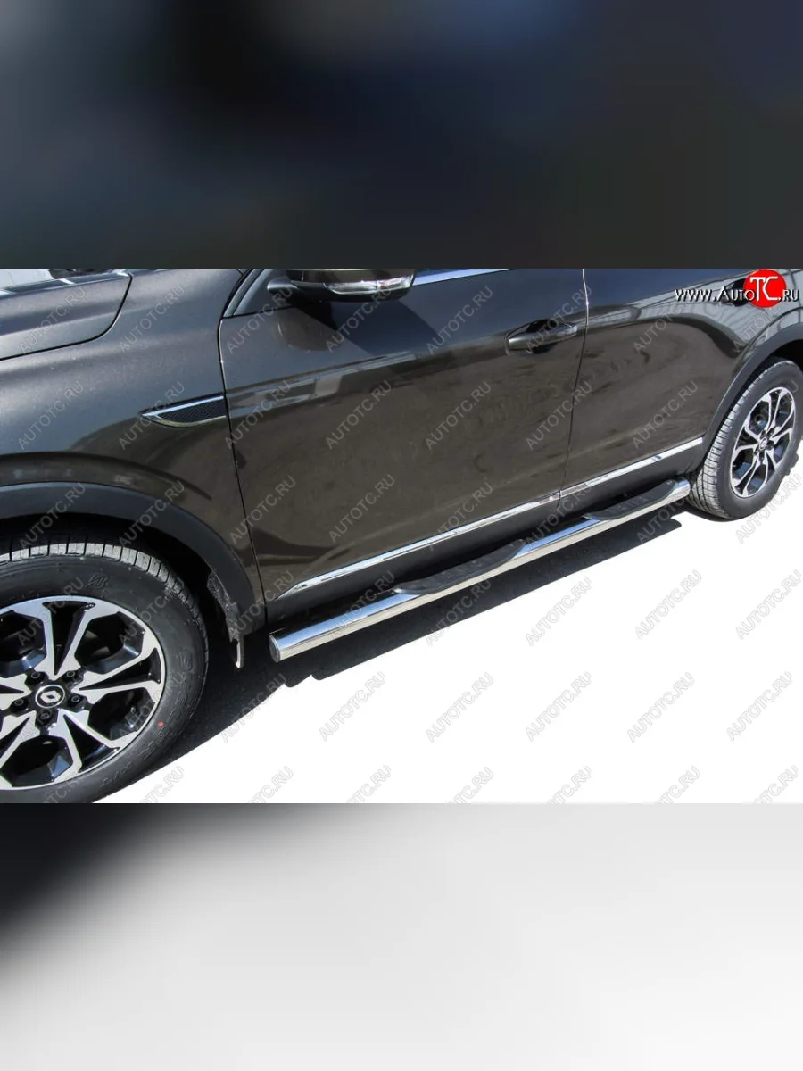 Защита порогов Slitkoff (d76 мм, с проступями)  Renault Arkana (2019-2025) (Нержавейка, Полированная)  в Самаре Самарской области