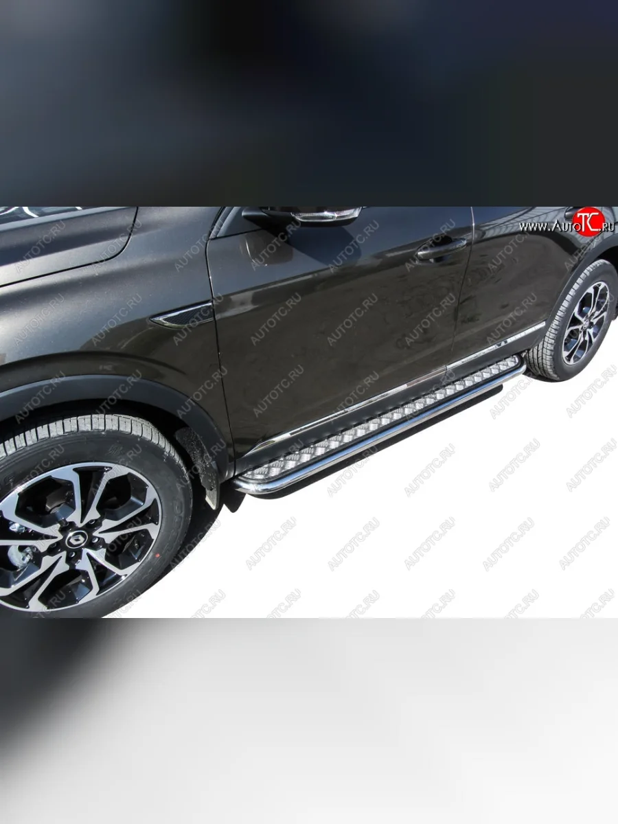 Защита порогов Slitkoff (с листом, d42 мм)  Renault Arkana (2019-2025) (Нержавейка)  в Самаре Самарской области