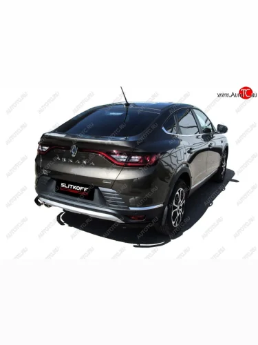 Защита заднего бампера Slitkoff (уголки, d42) (Сталь с полимерным покрытием. Цвет: чёрный) Renault Arkana (2019-2025)