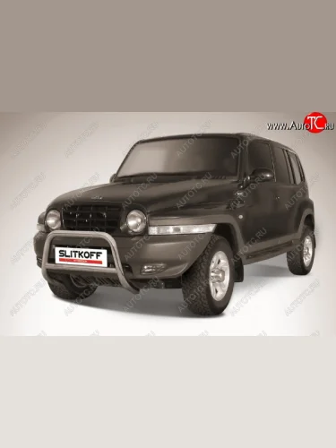 Защита переднего бампера Slitkoff (низкая, d57 мм) (Нержавейка) ТАГАЗ Tager  5d (2008-2012)