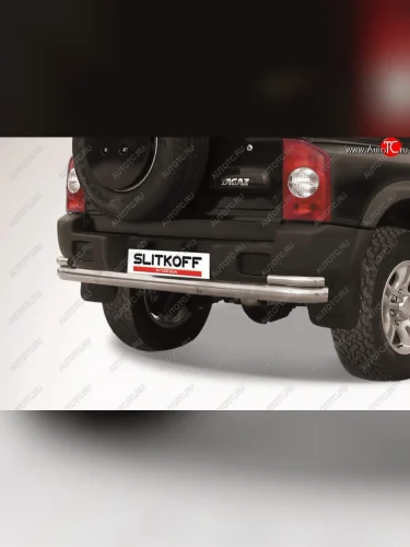 Защита заднего бампера Slitkoff (двойная, d76/42) (Нержавейка) ТАГАЗ Tager  5d (2008-2012)
