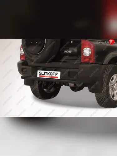 Защита заднего бампера Slitkoff (короткая, d57 мм) (Сталь с полимерным покрытием. Цвет: чёрный) ТАГАЗ Tager  5d (2008-2012)