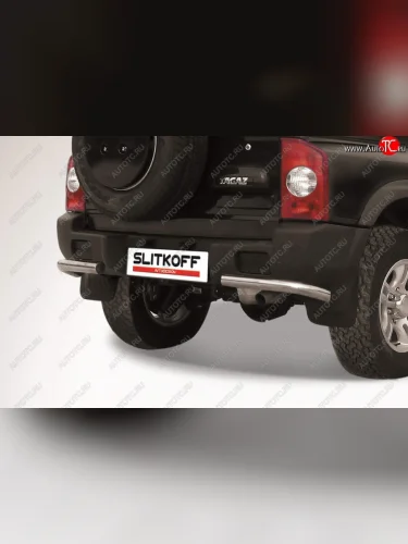 Защита заднего бампера Slitkoff (уголки, d57) (Сталь с полимерным покрытием. Цвет: чёрный) ТАГАЗ Tager  5d (2008-2012)