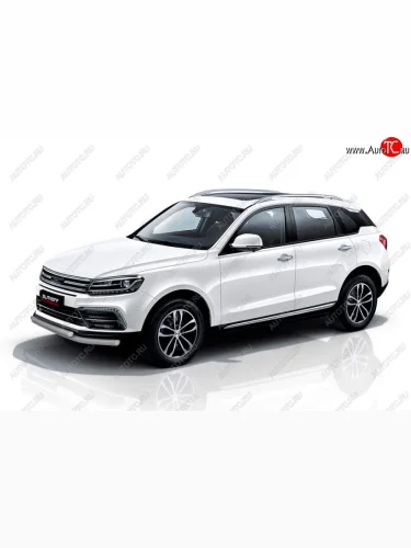 Защита переднего бампера Slitkoff (двойная, d57/57) (Сталь с полимерным покрытием. Цвет: серебристый) Zotye Coupa  B11F (2019-2021)