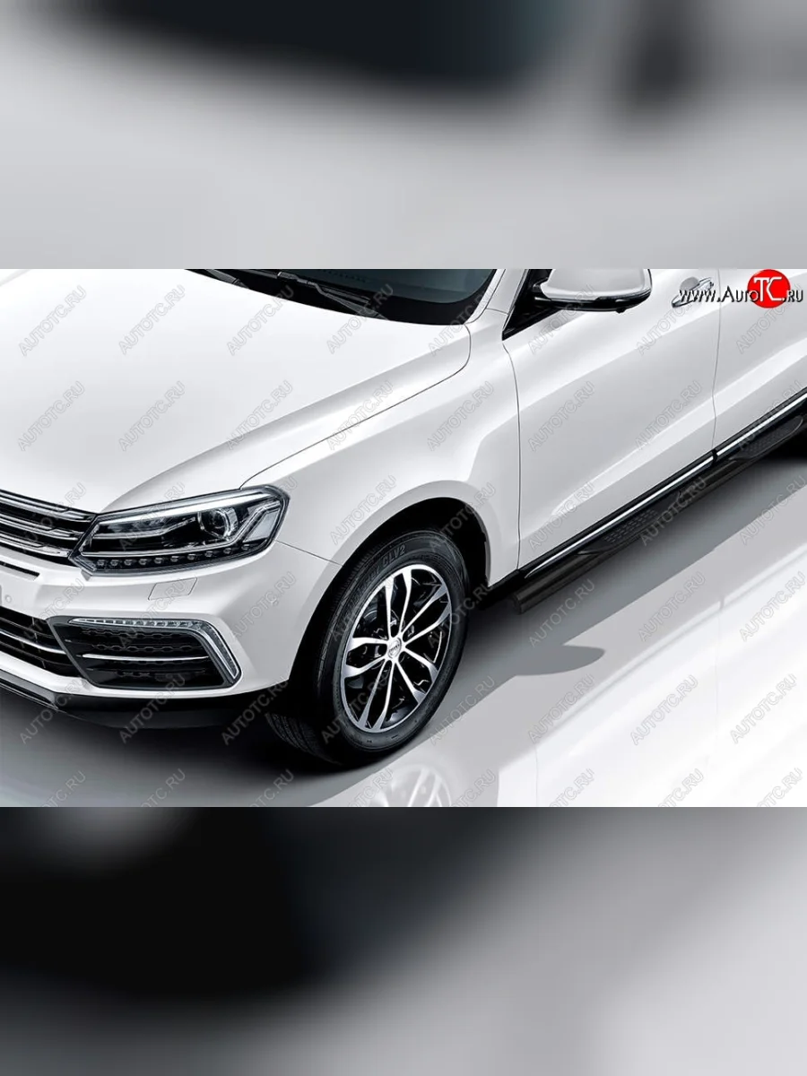 Защита порогов Slitkoff (d76 мм, с проступями)  Zotye Coupa (2019-2021) B11F (Сталь с полимерным покрытием. Цвет: чёрный)  в Самаре Самарской области