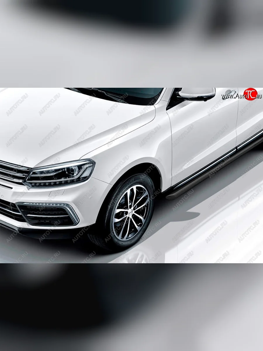 Защита порогов Slitkoff (d57 мм) Zotye Coupa B11F (2019-2021) (Сталь с полимерным покрытием. Цвет: чёрный)  в Самаре Самарской области