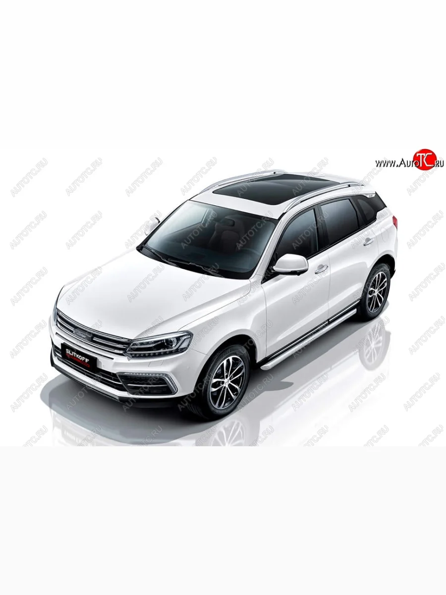 Защита порогов Slitkoff (d57 мм) Zotye Coupa B11F (2019-2021) (Нержавейка, Полированная)  в Самаре Самарской области