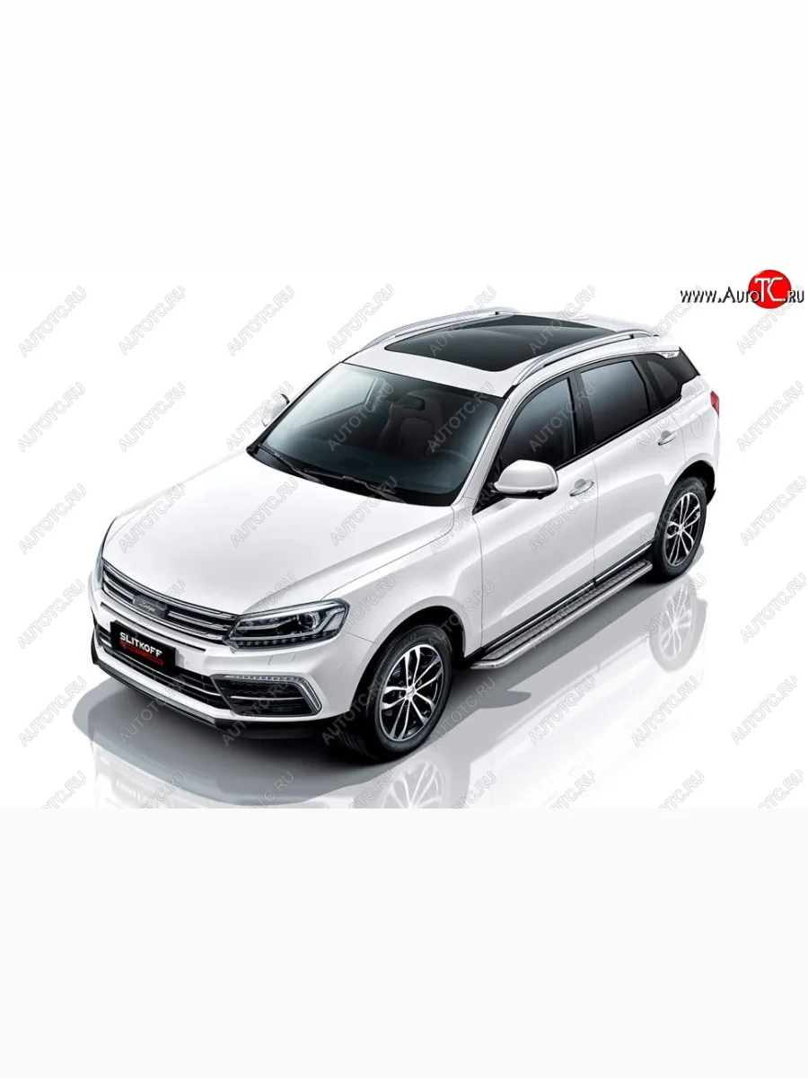 Защита порогов Slitkoff (с листом, d57 мм) Zotye Coupa B11F (2019-2021) (Нержавейка)  в Самаре Самарской области