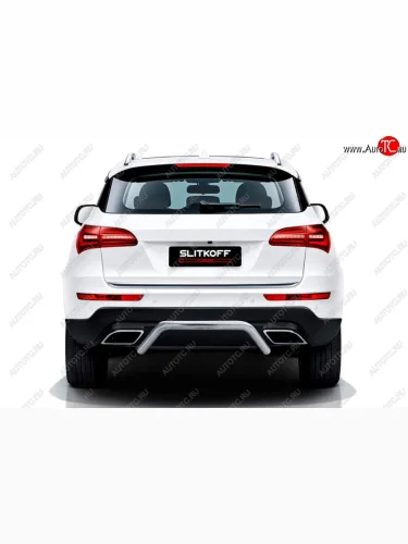 Защита заднего бампера Slitkoff (скоба, d57 мм) (Нержавейка) Zotye Coupa  B11F (2019-2021)