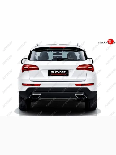 Защита заднего бампера Slitkoff (короткая, d57 мм) (Сталь с полимерным покрытием. Цвет: чёрный) Zotye Coupa  B11F (2019-2021)
