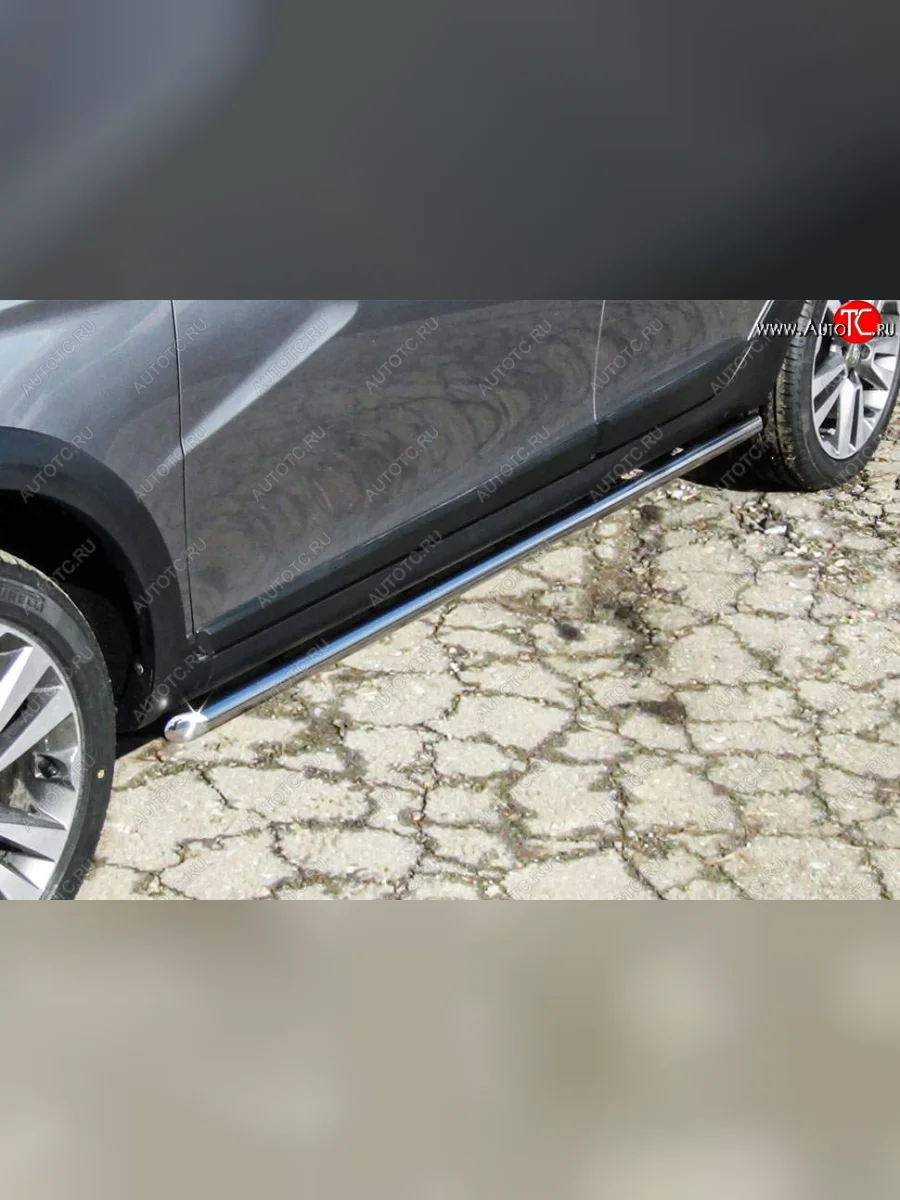 Защита порогов Slitkoff (d42 мм) Лада ВАЗ Веста SW 2181 универсал дорестайлинг (2017-2022) (Нержавейка, Полированная)  в Перми Пермском крае