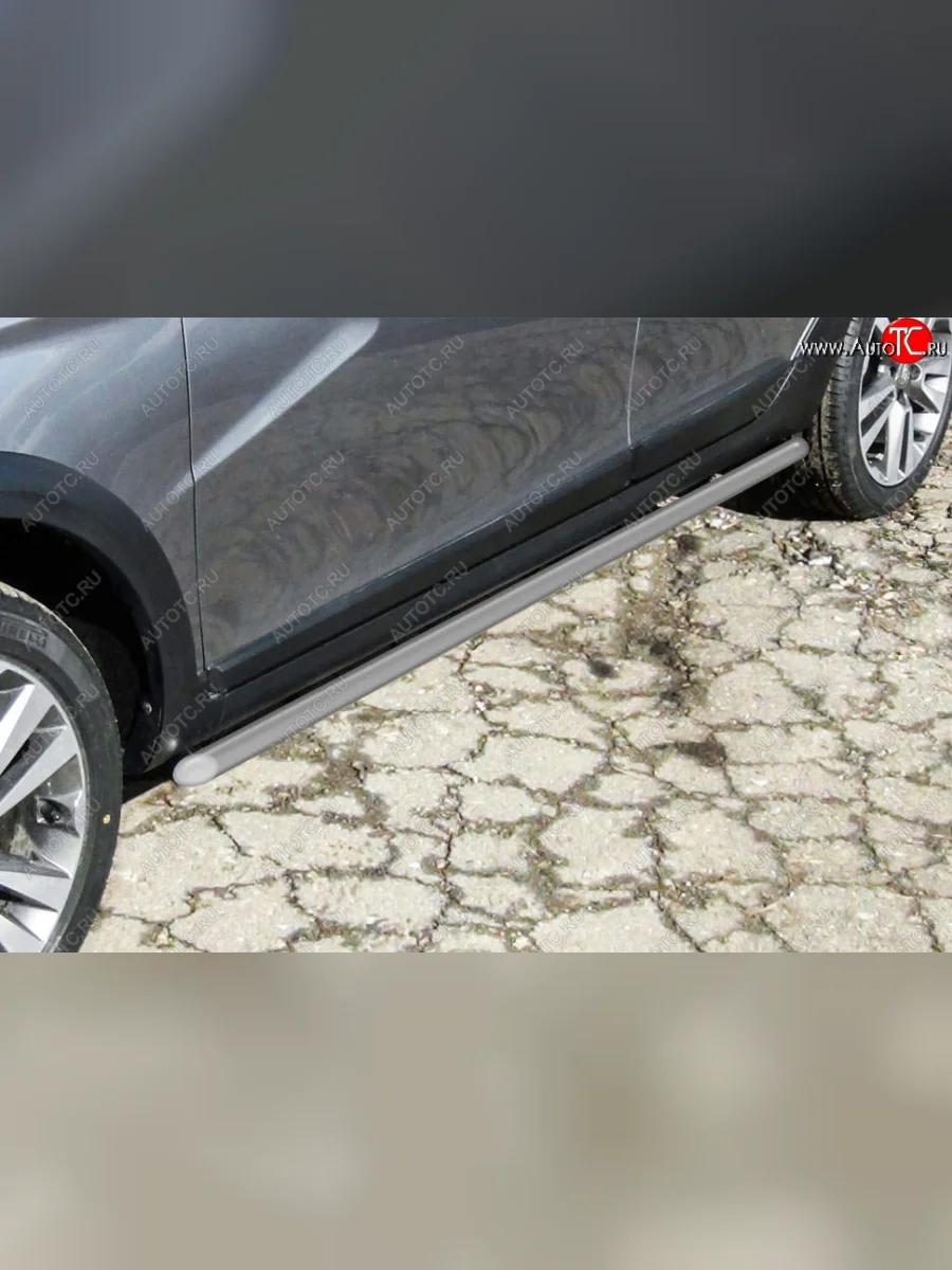 Защита порогов Slitkoff (d42 мм) Лада ВАЗ Веста SW 2181 универсал дорестайлинг (2017-2022) (Сталь с полимерным покрытием. Цвет: серебристый)  в Перми Пермском крае