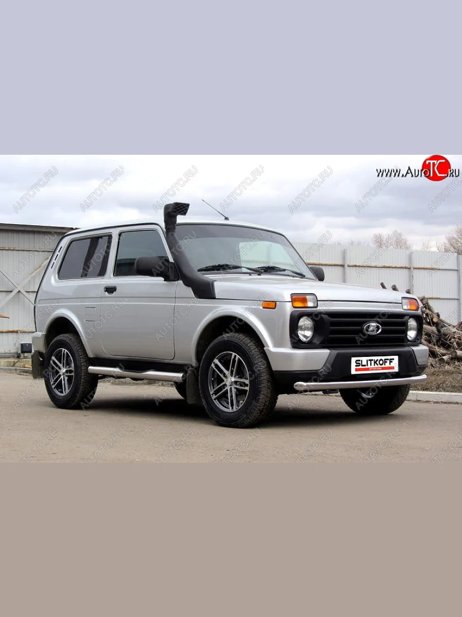 Защита переднего бампера (Ø57 мм, нержавейка) Slitkoff  Лада ВАЗ нива 4х4 (2014-2021) 2131, 2121  в Самаре Самарской области