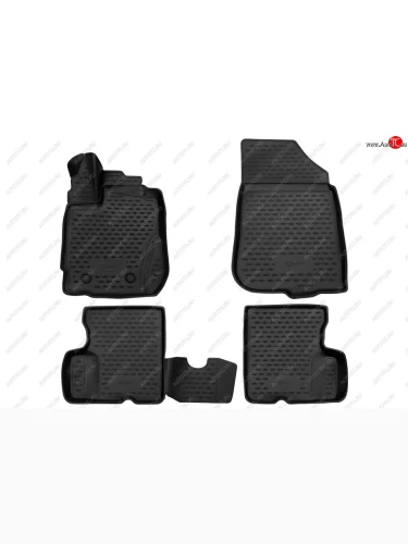 Комплект 3D ковриков в салон с повышенной износостойкостью (с ручкой открывания лючка б/б) Format Renault Duster HS рестайлинг (2015-2021)