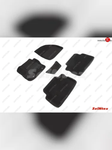 Комплект 3D ковриков в салон (ворсовые / чёрные) Seintex Ford Kuga 1 (2008-2013)