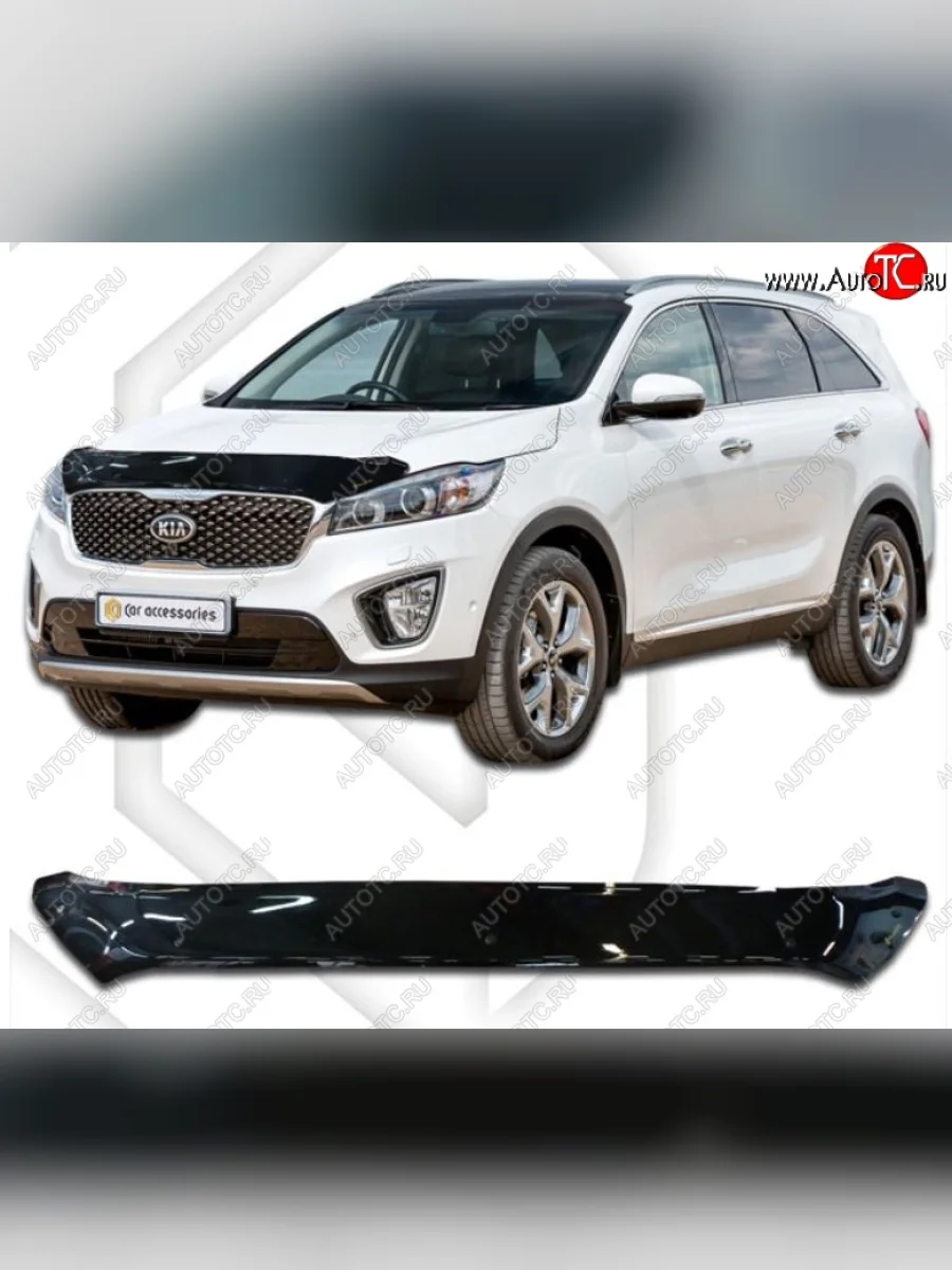 Дефлектор капота CA-Plastiс KIA Sorento UM/Prime рестайлинг (2018-2020) (Classic черный, Без надписи)  в Керчи Республика Крым