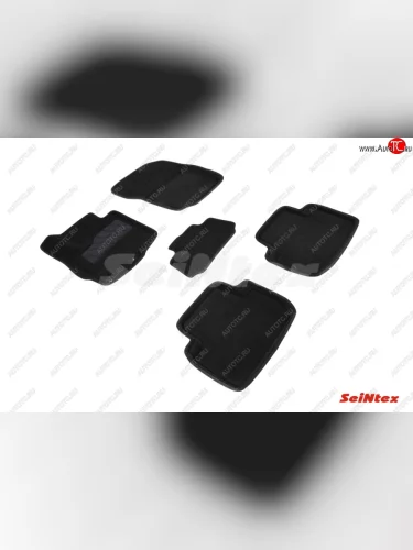 Комплект 3D ковриков в салон (ворсовые / чёрные) Seintex Mitsubishi Eclipse Cross GK дорестайлинг (2017-2021)