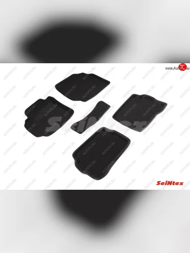 Комплект 3D ковриков в салон (ворсовые / чёрные) Seintex Nissan Almera Classic B10 седан (2006-2013)