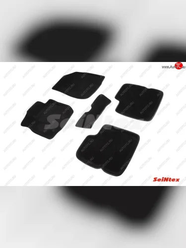 Комплект 3D ковриков в салон (ворсовые / чёрные) Seintex Nissan Terrano D10 дорестайлинг (2013-2016)