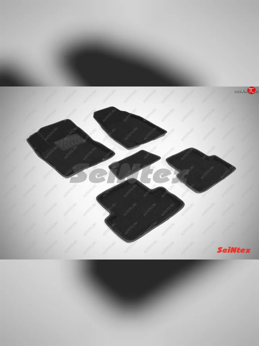 Комплект 3D ковриков в салон (ворсовые / чёрные) Seintex Nissan X-trail 2 T31 дорестайлинг (2007-2011)  в Керчи Республика Крым