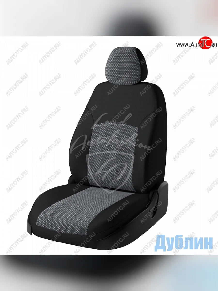 Чехлы для сидений (Ambition) Lord Autofashion Дублин (жаккард, раздельная спинка) Skoda Fabia Mk2 хэтчбэк рестайлинг (2010-2014) (Черный, вставка Ёж Белый)  в Самаре Самарской области