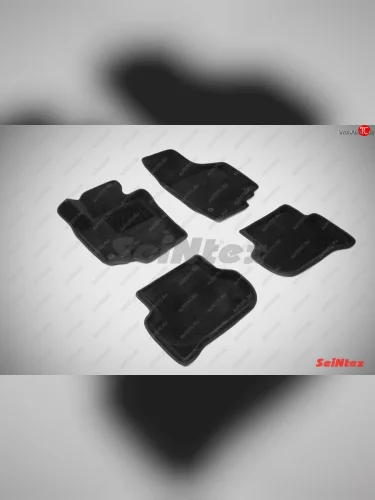 Комплект 3D ковриков в салон (ворсовые / чёрные) Seintex Skoda Yeti (2009-2013)