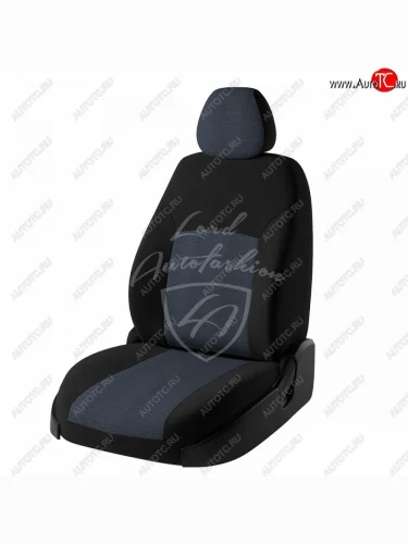 Чехлы для сидений (Стандарт) Lord Autofashion Дублин (жаккард, сплошная спинка) (Черный, вставка Ёж Синий) Лада ВАЗ Гранта FL 2191 лифтбек (2018-2025)