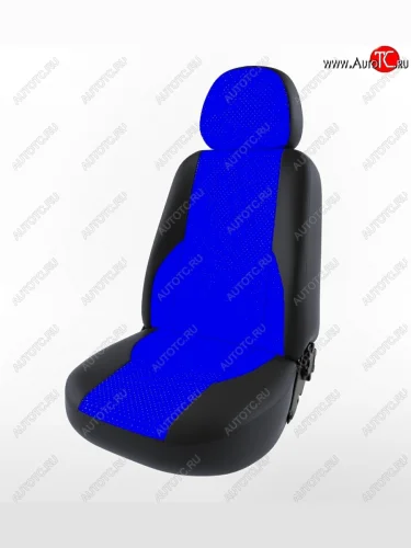 Чехлы для сидений (Люкс) Lord Autofashion Вегас (экокожа, раздельная спинка) (Черный, вставка синяя) Лада ВАЗ Гранта 2190 седан  дорестайлинг (2011-2017)
