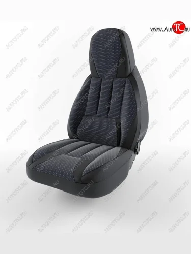 Чехлы для сидений Lord Autofashion Форсаж (экокожа) (Черный, вставка жаккард Ёж белый) Daewoo Nexia дорестайлинг (1995-2008)