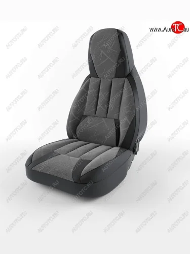 Чехлы для сидений Lord Autofashion Форсаж (экокожа) (Черный, вставка флок Серый флеш) Daewoo Nexia  рестайлинг (2008-2015)