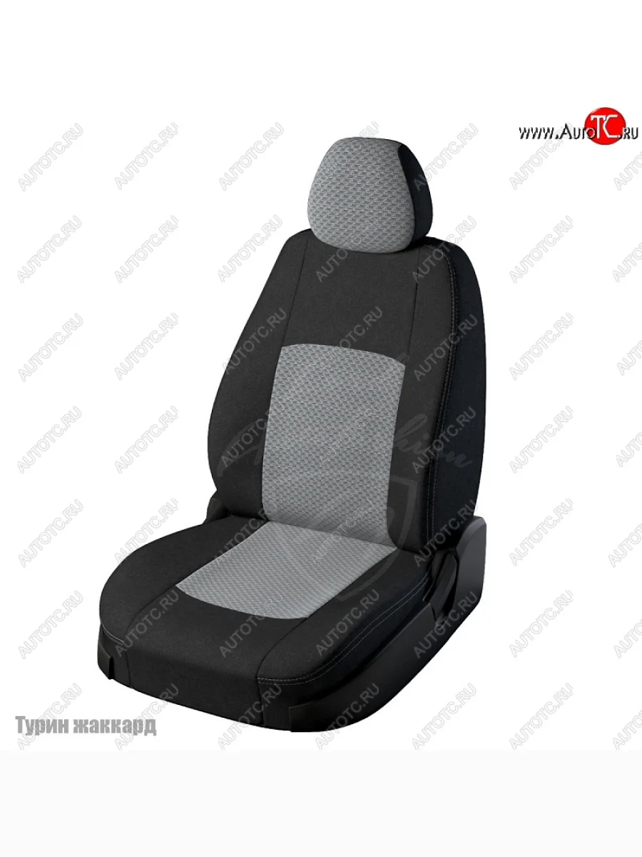Чехлы для сидений (Titanium) Lord Autofashion Турин (жаккард) Ford EcoSport дорестайлинг (2013-2019) (Черный, вставка Тропик)  в Перми Пермском крае