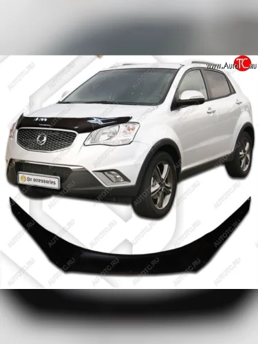 Дефлектор капота CA-Plastiс (серия Classic черный) SSANGYONG Actyon дорестайлинг (2010-2013)