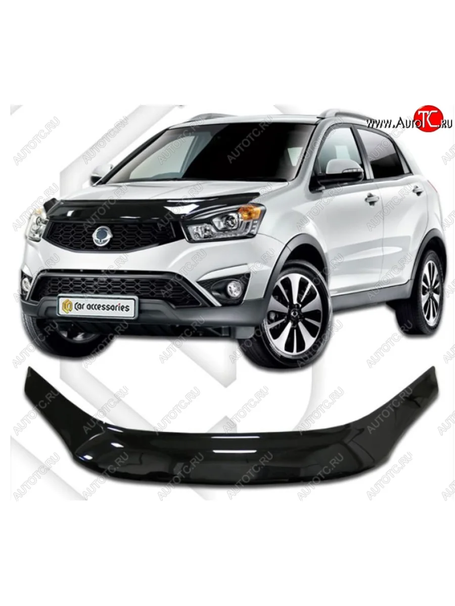 Дефлектор капота CA-Plastiс exclusive SSANGYONG Actyon рестайлинг (2013-2021) (Classic черный, Без надписи)  с доставкой в г. Керчь