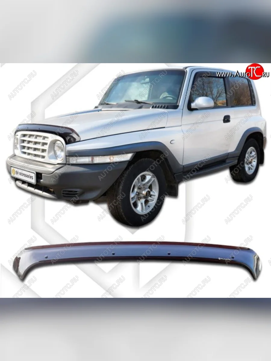 Дефлектор капота CA-Plastiс SSANGYONG Korando 2 (1996-2006) (Classic черный, Без надписи)  в Воронеже Воронежской области
