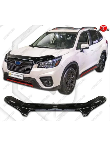 Дефлектор капота CA-Plastiс (Classic черный) Subaru Forester SK/S14 дорестайлинг (2018-2021)