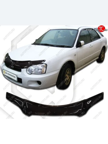 Дефлектор капота (GD2, GDA) CA-Plastiс (Classic черный) Subaru Impreza ( GD,  GG) (2002-2005) седан 1-ый рестайлинг, хэтчбэк 1-ый рестайлинг