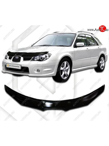 Дефлектор капота CA-Plastiс (Classic черный) Subaru Impreza ( GD,  GG) (2005-2007) седан 2-ой рестайлинг, хэтчбэк 2-ой рестайлинг