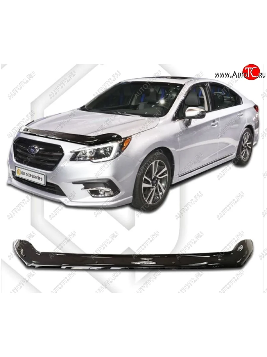 Дефлектор капота CA-Plastiс Subaru Legacy BN/B15 рестайлинг седан (2017-2025) (Classic черный, Без надписи)  в Керчи Республика Крым