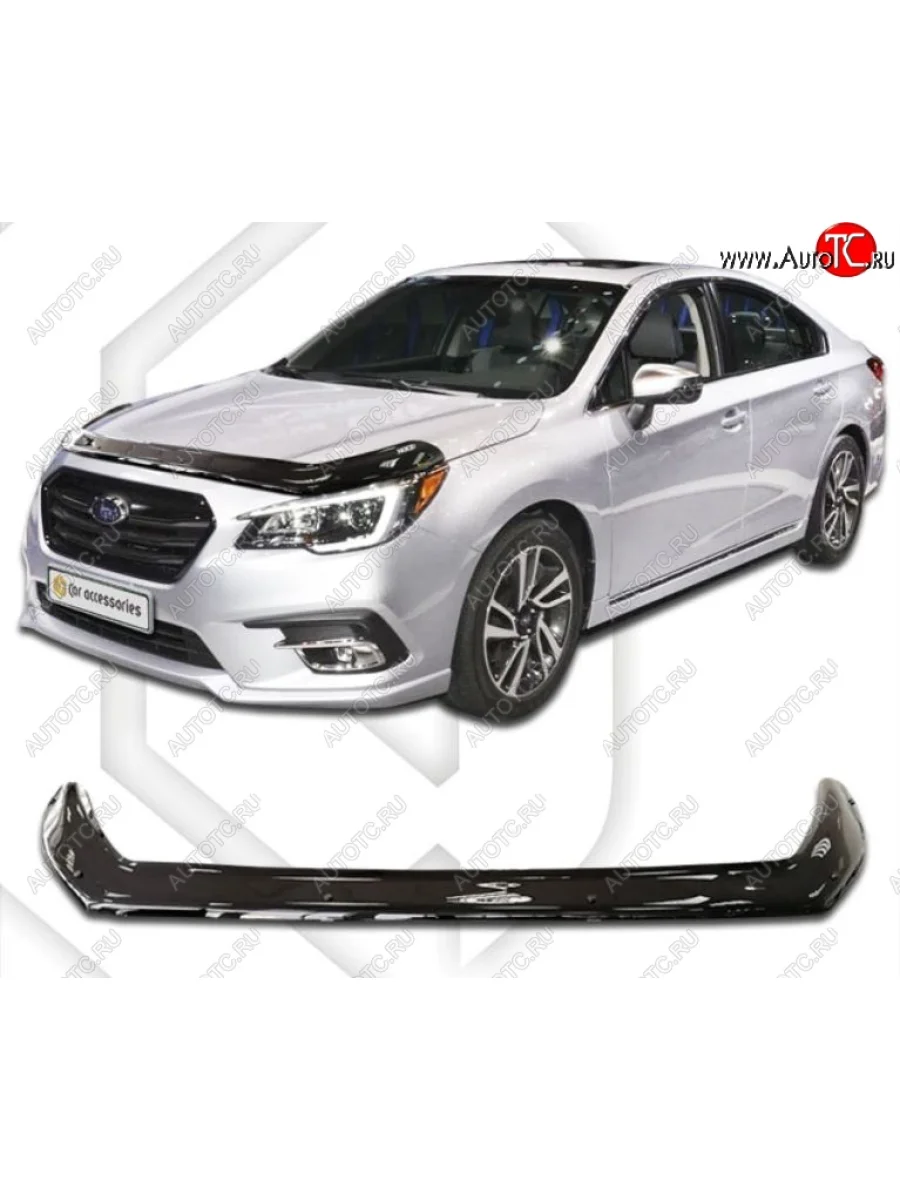 Дефлектор капота CA-Plastiс exclusive Subaru Legacy BN/B15 рестайлинг седан (2017-2025) (Classic черный, Без надписи)  в Керчи Республика Крым