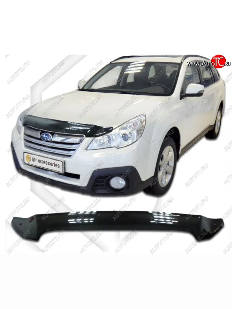 Дефлектор капота (USA) CA-Plastiс Subaru Outback BR/B14 дорестайлинг универсал (2009-2013) (Classic черный, Без надписи)  в Керчи Республика Крым